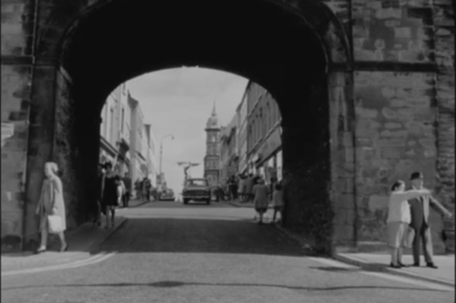 Still of English Planned Irish Towns film showing Butcher's Gate, Derry~Londonderry from RTÉ Archives (1969)