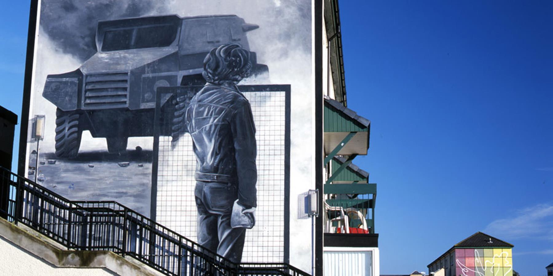 The Saturday Matinee (The Rioter) mural in the Bogside, Derry~Londonderry