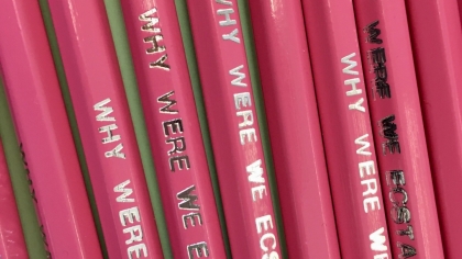CCA Edition pencil 'WHY WERE WE ECSTATIC' by Frances Whorrall-Campbell 'WHY WERE WE ECSTATIC' and 'How to write a door and walk through'